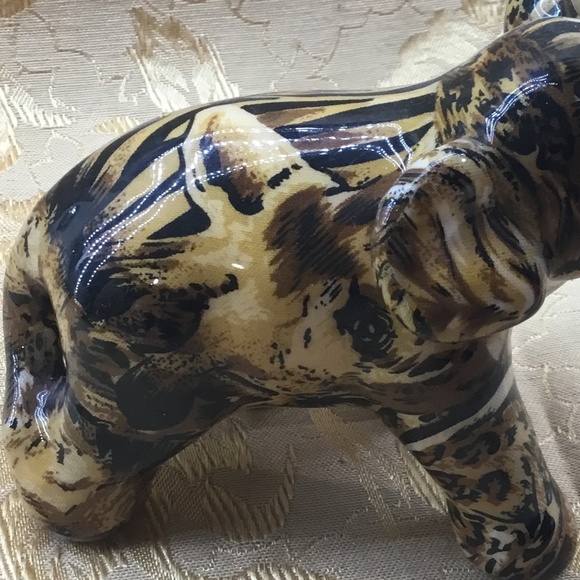 Vintage La Vie Safari Patchwork Ceramic Elephant / Trunk Up Figurine - Picture 7 of 9